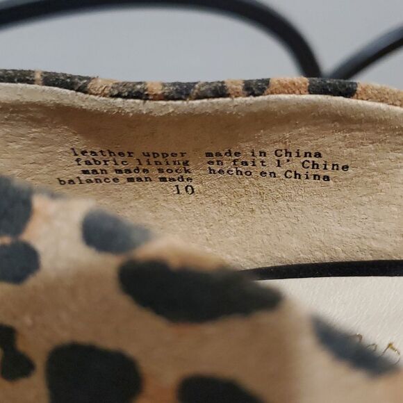 Antropologie Seychelles Shabby Chic Black Leopard Suede/Leather Block Heel Sz 10 - Picture 8 of 11